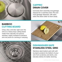 Kraus Kore 32-7/8" Farmhouse Single Basin Stainless Steel Kitchen Sink with Basin Rack, Basket Strainer, Cutting Board, and Drain Board 10 Kraus Kore 32-7/8" Farmhouse Single Basin Stainless Steel Kitchen Sink with Basin Rack, Basket Strainer, Cutting Board, and Drain Board -Kraus Sales Shop kraus kwf410 33 alternate 83