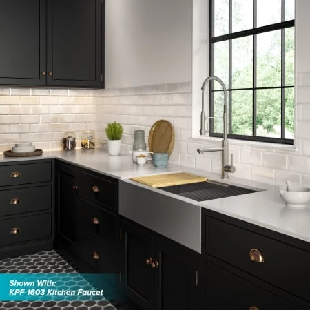 Kraus Kore 36" Farmhouse Single Basin Stainless Steel Kitchen Sink - Basin Rack, Strainer, Cutting Board, and Drainboard Included 8 Kraus Kore 36" Farmhouse Single Basin Stainless Steel Kitchen Sink - Basin Rack, Strainer, Cutting Board, and Drainboard Included - Image 6