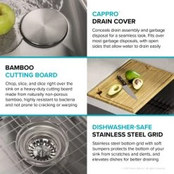 Kraus Kore 36" Farmhouse Single Basin Stainless Steel Kitchen Sink - Basin Rack, Strainer, Cutting Board, and Drainboard Included 10 Kraus Kore 36" Farmhouse Single Basin Stainless Steel Kitchen Sink - Basin Rack, Strainer, Cutting Board, and Drainboard Included -Kraus Sales Shop kraus kwf410 36 alternate 84