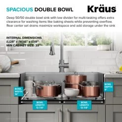 Kraus Kore 30" Drop In Double Basin Stainless Steel Kitchen Sink with Basin Rack, Basket Strainer, Cutting Board, and NoiseDefend Technology 12 Kraus Kore 30" Drop In Double Basin Stainless Steel Kitchen Sink with Basin Rack, Basket Strainer, Cutting Board, and NoiseDefend Technology -Kraus Sales Shop kraus kwt302 30 alternate view 264