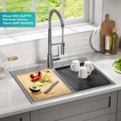 Kraus Kore 28" Drop In Single Basin Stainless Steel Kitchen Sink with Basin Rack, Basket Strainer, Cutting Board, and NoiseDefend Technology -Kraus Sales Shop kraus kwt310 28 alternate view 276