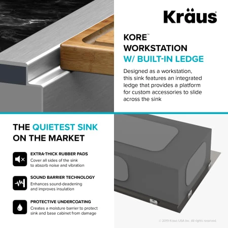 Kraus Kore 30" Undermount Single Basin Stainless Steel Kitchen Sink with Basin Rack, Basket Strainer, Cutting Board, and Garbage Dispsoal 6 Kraus Kore 30" Undermount Single Basin Stainless Steel Kitchen Sink with Basin Rack, Basket Strainer, Cutting Board, and Garbage Dispsoal - Image 4