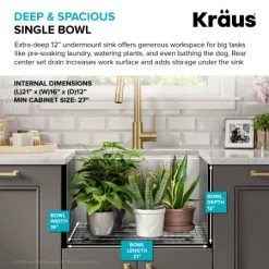 Kraus Kore 23" Undermount Single Basin Stainless Steel Kitchen Sink with Basin Rack, Basket Strainer, Cutting Board, and NoiseDefend Technology -Kraus Sales Shop kraus kwu100 23l alternate view 326