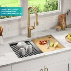 Kraus Kore 28" Undermount Single Basin Stainless Steel Kitchen Sink with Basin Rack, Basket Strainer, Cutting Board, and NoiseDefend Technology 10 Kraus Kore 28" Undermount Single Basin Stainless Steel Kitchen Sink with Basin Rack, Basket Strainer, Cutting Board, and NoiseDefend Technology -Kraus Sales Shop kraus kwu110 28 alternate view 348