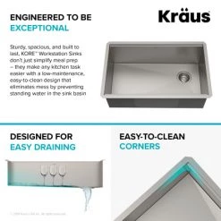 Kraus Kore 30" Undermount Single Basin Stainless Steel Kitchen Sink with Basin Rack, Basket Strainer, Cutting Board, and Garbage Dispsoal -Kraus Sales Shop kraus kwu110 30 100 75mb alternate view 363