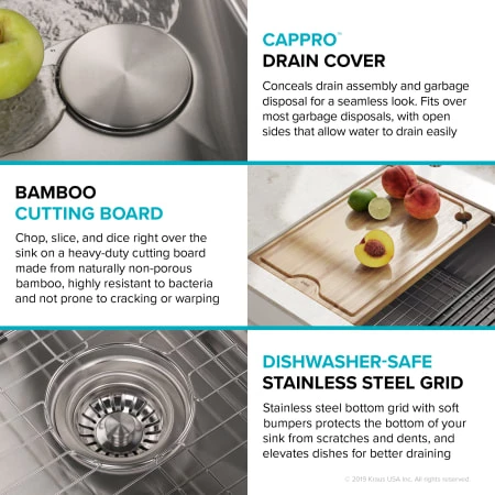 Kraus Kore Workstaintion 30" Undermount Single Basin Stainless Steel Kitchen Sink with Accessories 5 Kraus Kore Workstaintion 30" Undermount Single Basin Stainless Steel Kitchen Sink with Accessories - Image 3