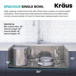 Kraus Kore 32" Undermount Single Basin Stainless Steel Kitchen Sink with Basin Rack, Basket Strainer, Cutting Board, and Garbage Dispsoal 10 Kraus Kore 32" Undermount Single Basin Stainless Steel Kitchen Sink with Basin Rack, Basket Strainer, Cutting Board, and Garbage Dispsoal -Kraus Sales Shop kraus kwu110 32 100 75mb alternate view 373