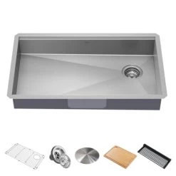 Kraus Sales Shop 36 Kraus Kore ADA Accessible 32” Undermount Single Bowl Stainless Steel Kitchen Sink with Accessories