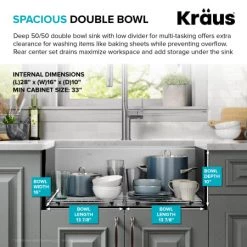 Kraus Kore 30" Undermount Double Basin Stainless Steel Kitchen Sink with Basin Rack, Basket Strainer, Cutting Board, and NoiseDefend Technology -Kraus Sales Shop kraus kwu112 30 alternate view 400