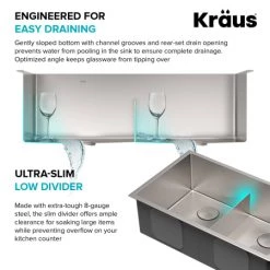 Kraus Kore 33" Undermount Double Basin Stainless Steel Kitchen Sink with Basin Rack, Basket Strainer, Cutting Board, and Garbage Dispsoal -Kraus Sales Shop kraus kwu112 33 100 75mb alternate view 413