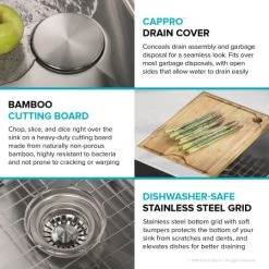 Kraus Kore 33" Undermount Double Basin Stainless Steel Kitchen Sink - Basin Rack, Strainer, Cutting Board, and Drying Mat Included -Kraus Sales Shop kraus kwu112 33 alternate 89