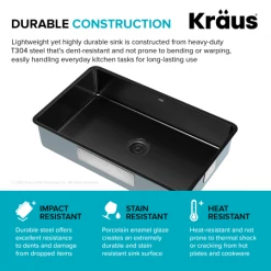 Kraus Pintura 32" Undermount Porcelain Enameled Steel Single Bowl Kitchen Sink - Glossy 12 Kraus Pintura 32" Undermount Porcelain Enameled Steel Single Bowl Kitchen Sink - Glossy -Kraus Sales Shop kt6chk49nzn0go5tyrju