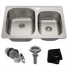Kraus 33-1/8" Drop In 60/40 Double Bowl 18 Gauge Stainless Steel Kitchen Sink -Kraus Sales Shop ktm32 main