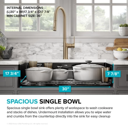 Kraus Pintura 32" Undermount Porcelain Enameled Steel Single Bowl Kitchen Sink - Glossy 5 Kraus Pintura 32" Undermount Porcelain Enameled Steel Single Bowl Kitchen Sink - Glossy - Image 4