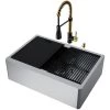 Vigo Oxford 30" Flat Apron Farmhouse Single Basin Stainless Steel Kitchen Sink with Single Hole 1.8 GPM Brant Kitchen Faucet 2 Vigo Oxford 30" Flat Apron Farmhouse Single Basin Stainless Steel Kitchen Sink with Single Hole 1.8 GPM Brant Kitchen Faucet -Kraus Sales Shop vigo vg151006 4305231