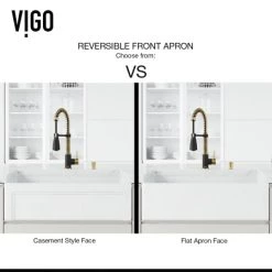 Vigo Matte Stone 33" Casement Apron Farmhouse Single Basin Matte Stone™ Kitchen Sink with Single Hole 1.8 GPM Brant Kitchen Faucet -Kraus Sales Shop vigo vg151011 alternate view 1020