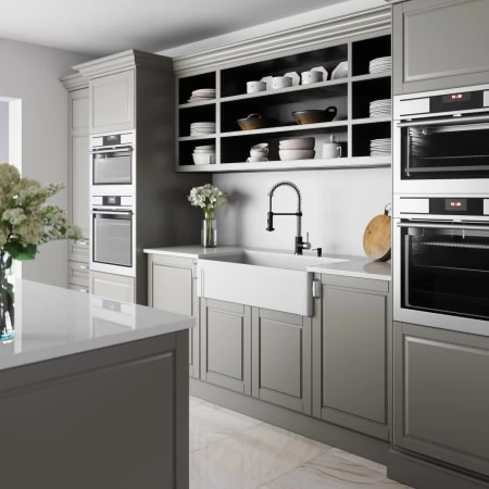 Vigo ALL-IN-ONE 36" Farmhouse Single Basin Matte Stone™ Kitchen Sink with Edison Stainless Steel / Matte Black Single Hole 1.8 GPM Kitchen Faucet, Soap Dispenser, Basket Strainer and Cutting Board Included 7 Vigo ALL-IN-ONE 36" Farmhouse Single Basin Matte Stone™ Kitchen Sink with Edison Stainless Steel / Matte Black Single Hole 1.8 GPM Kitchen Faucet, Soap Dispenser, Basket Strainer and Cutting Board Included - Image 5