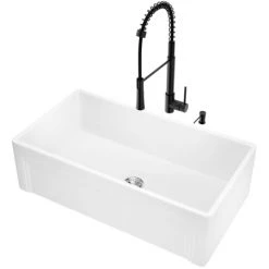 Vigo Matte Stone 33" Farmhouse Single Basin Matte Stone™ Kitchen Sink with Faucet , Soap Dispenser, Basket Strainer, and Cutting Board 13 Vigo Matte Stone 33" Farmhouse Single Basin Matte Stone™ Kitchen Sink with Faucet , Soap Dispenser, Basket Strainer, and Cutting Board -Kraus Sales Shop vigo vg15787 alternate image 281