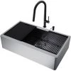 Vigo Oxford 36" Farmhouse Single Basin Stainless Steel Kitchen Sink with Greenwich Single Hole 1.8 GPM Kitchen Faucet and Soap Dispenser 1 Vigo Oxford 36" Farmhouse Single Basin Stainless Steel Kitchen Sink with Greenwich Single Hole 1.8 GPM Kitchen Faucet and Soap Dispenser -Kraus Sales Shop vigo vg15916 5130731
