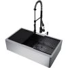 Vigo Oxford 36" Farmhouse Single Basin Stainless Steel Kitchen Sink with Zurich Single Hole 1.8 GPM Kitchen Faucet and Soap Dispenser 1 Vigo Oxford 36" Farmhouse Single Basin Stainless Steel Kitchen Sink with Zurich Single Hole 1.8 GPM Kitchen Faucet and Soap Dispenser -Kraus Sales Shop vigo vg15918 5130731