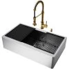 Vigo Oxford SoundAbsorb™ 36" Flat Apron Farmhouse Single Basin Stainless Steel Kitchen Sink with Single Hole 1.8 GPM Edison Kitchen Faucet -Kraus Sales Shop vigo vg15946 4305231