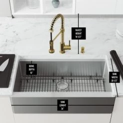 Vigo Oxford SoundAbsorb™ 36" Flat Apron Farmhouse Single Basin Stainless Steel Kitchen Sink with Single Hole 1.8 GPM Edison Kitchen Faucet 12 Vigo Oxford SoundAbsorb™ 36" Flat Apron Farmhouse Single Basin Stainless Steel Kitchen Sink with Single Hole 1.8 GPM Edison Kitchen Faucet -Kraus Sales Shop vigo vg15946 alternate image 224