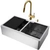 Vigo Oxford SoundAbsorb⢠36" Flat Apron Farmhouse Double Basin Stainless Steel Kitchen Sink with Single Hole 1.8 GPM Gramercy Kitchen Faucet 1 Vigo Oxford SoundAbsorb⢠36" Flat Apron Farmhouse Double Basin Stainless Steel Kitchen Sink with Single Hole 1.8 GPM Gramercy Kitchen Faucet -Kraus Sales Shop vigo vg15959 4305231