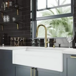 Vigo Matte Stone 36" Farmhouse Single Basin Stone Composite Kitchen Sink with Single Hole 1.8 GPM Kitchen Faucet -Kraus Sales Shop vigo vg15966 alternate image 38