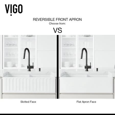 Vigo Matte Stone 33" Farmhouse Double Basin Stone Composite Kitchen Sink with Single Hole 1.8 GPM Kitchen Faucet 4 Vigo Matte Stone 33" Farmhouse Double Basin Stone Composite Kitchen Sink with Single Hole 1.8 GPM Kitchen Faucet - Image 2