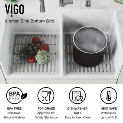 Vigo Matte Stone 33" Farmhouse Double Basin Stone Composite Kitchen Sink with Single Hole 1.8 GPM Kitchen Faucet 13 Vigo Matte Stone 33" Farmhouse Double Basin Stone Composite Kitchen Sink with Single Hole 1.8 GPM Kitchen Faucet -Kraus Sales Shop vigo vg15978 alternate image 17