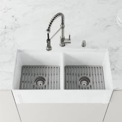 Vigo Matte Stone 36" Farmhouse Double Basin Stone Composite Kitchen Sink with Single Hole 1.8 GPM Kitchen Faucet 11 Vigo Matte Stone 36" Farmhouse Double Basin Stone Composite Kitchen Sink with Single Hole 1.8 GPM Kitchen Faucet -Kraus Sales Shop vigo vg15979 alternate image 50