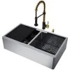 Vigo Oxford 36" Flat Apron Farmhouse Double Basin Stainless Steel Kitchen Sink with Single Hole 1.8 GPM Edison Kitchen Faucet 2 Vigo Oxford 36" Flat Apron Farmhouse Double Basin Stainless Steel Kitchen Sink with Single Hole 1.8 GPM Edison Kitchen Faucet -Kraus Sales Shop vigo vg15993 4305231