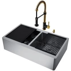 Vigo Oxford 36" Flat Apron Farmhouse Double Basin Stainless Steel Kitchen Sink with Single Hole 1.8 GPM Edison Kitchen Faucet 12 Vigo Oxford 36" Flat Apron Farmhouse Double Basin Stainless Steel Kitchen Sink with Single Hole 1.8 GPM Edison Kitchen Faucet -Kraus Sales Shop vigo vg15993 alternate view 957