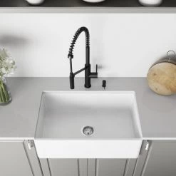 Vigo Matte Stone™ 30" Farmhouse Single Basin Kitchen Sink with Basket Strainer and Cutting Board -Kraus Sales Shop vigo vgra3018fl alternate image 230