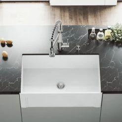 Vigo 30" Farmhouse Single Basin Matte Stone™ Kitchen Sink -Kraus Sales Shop vigo vgra3018sl alternate image 299