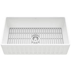 Vigo Matte Stone 33" Farmhouse Single Basin Matte Stone™ Kitchen Sink with Basin Rack, Basket Strainer and Cutting Board 10 Vigo Matte Stone 33" Farmhouse Single Basin Matte Stone™ Kitchen Sink with Basin Rack, Basket Strainer and Cutting Board -Kraus Sales Shop vigo vgra3318csk1 alternate image 109