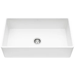 Vigo Matte Stone⢠33" Farmhouse Single Basin Kitchen Sink with Basket Strainer and Cutting Board