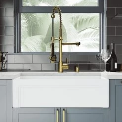 Vigo Matte Stone 33" Farmhouse Single Basin Matte Stone™ Kitchen Sink with Basin Rack, Basket Strainer and Cutting Board 11 Vigo Matte Stone 33" Farmhouse Single Basin Matte Stone™ Kitchen Sink with Basin Rack, Basket Strainer and Cutting Board -Kraus Sales Shop vigo vgra3318slk1 alternate image 179