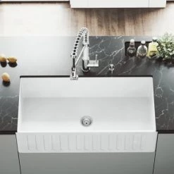 Vigo 36" Single Basin Deck Mounted Matte Stone™ Kitchen Sink with Cutting Board and Basket Strainer -Kraus Sales Shop vigo vgra3618cs alternate image 321