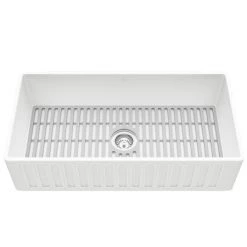 Vigo Matte Stone 36" Farmhouse Single Basin Matte Stone™ Kitchen Sink with Basin Rack, Basket Strainer and Cutting Board -Kraus Sales Shop vigo vgra3618csk1 alternate image 121