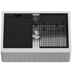 Vigo Oxford 30" Farmhouse Single Basin Stainless Steel Kitchen Sink with Basin Rack, Basket Strainer, and Cutting Board 10 Vigo Oxford 30" Farmhouse Single Basin Stainless Steel Kitchen Sink with Basin Rack, Basket Strainer, and Cutting Board -Kraus Sales Shop vigo vgs3020sa alternate image 127