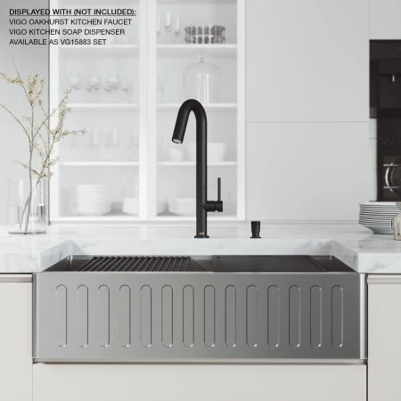 Vigo Oxford 36" Farmhouse Single Basin Stainless Steel Kitchen Sink with Basin Rack, Basket Strainer, and Cutting Board 7 Vigo Oxford 36" Farmhouse Single Basin Stainless Steel Kitchen Sink with Basin Rack, Basket Strainer, and Cutting Board - Image 5