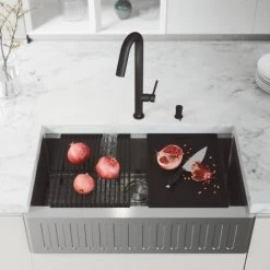 Vigo Oxford 36" Farmhouse Single Basin Stainless Steel Kitchen Sink with Basin Rack, Basket Strainer, and Cutting Board 13 Vigo Oxford 36" Farmhouse Single Basin Stainless Steel Kitchen Sink with Basin Rack, Basket Strainer, and Cutting Board -Kraus Sales Shop vigo vgs3620sa alternate image 336