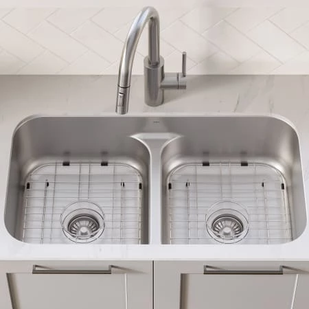 Kraus Premier 32" Undermount Double Basin Stainless Steel Kitchen Sink 4 Kraus Premier 32" Undermount Double Basin Stainless Steel Kitchen Sink - Image 2